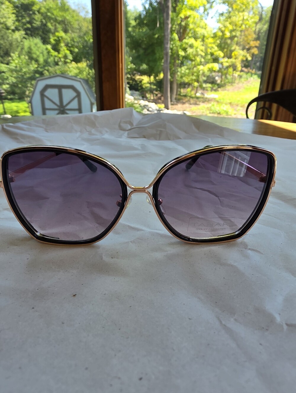 TAHARI Black Frames with Rose Gold Temples And Outer Frame Sunglasses New